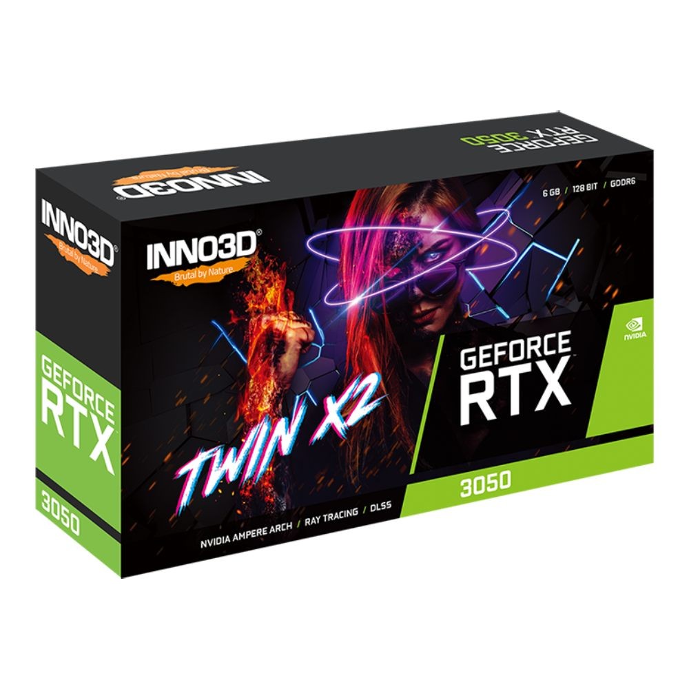 การ์ดจอ INNO3D GeForce RTX 3050 6GB TWIN X2 V2 GDDR6 96-bit