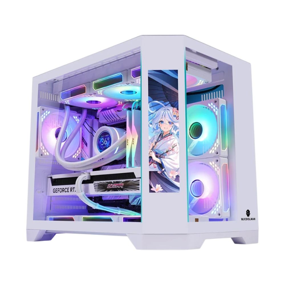 เคสคอมพิวเตอร์ WJCOOLMAN Dreamer LCD M-ATX Panorama TG Case White
