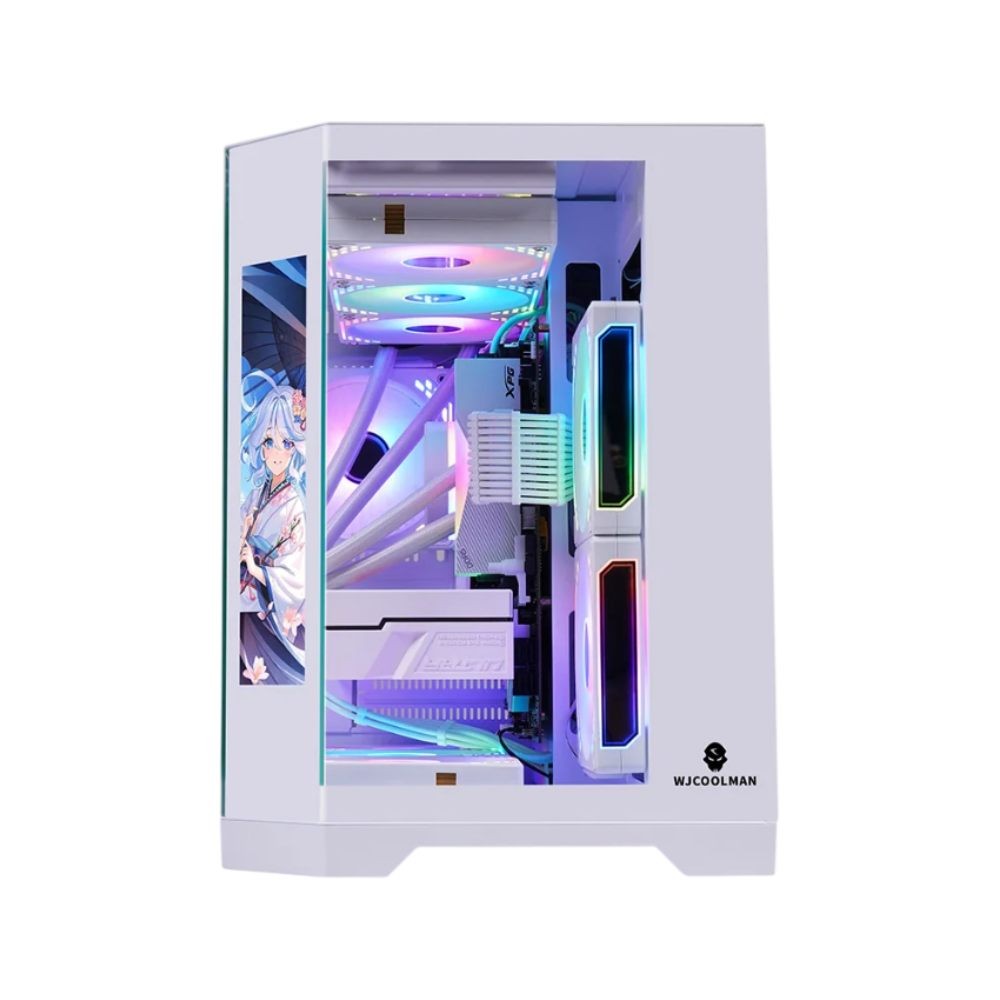 เคสคอมพิวเตอร์ WJCOOLMAN Dreamer LCD M-ATX Panorama TG Case White