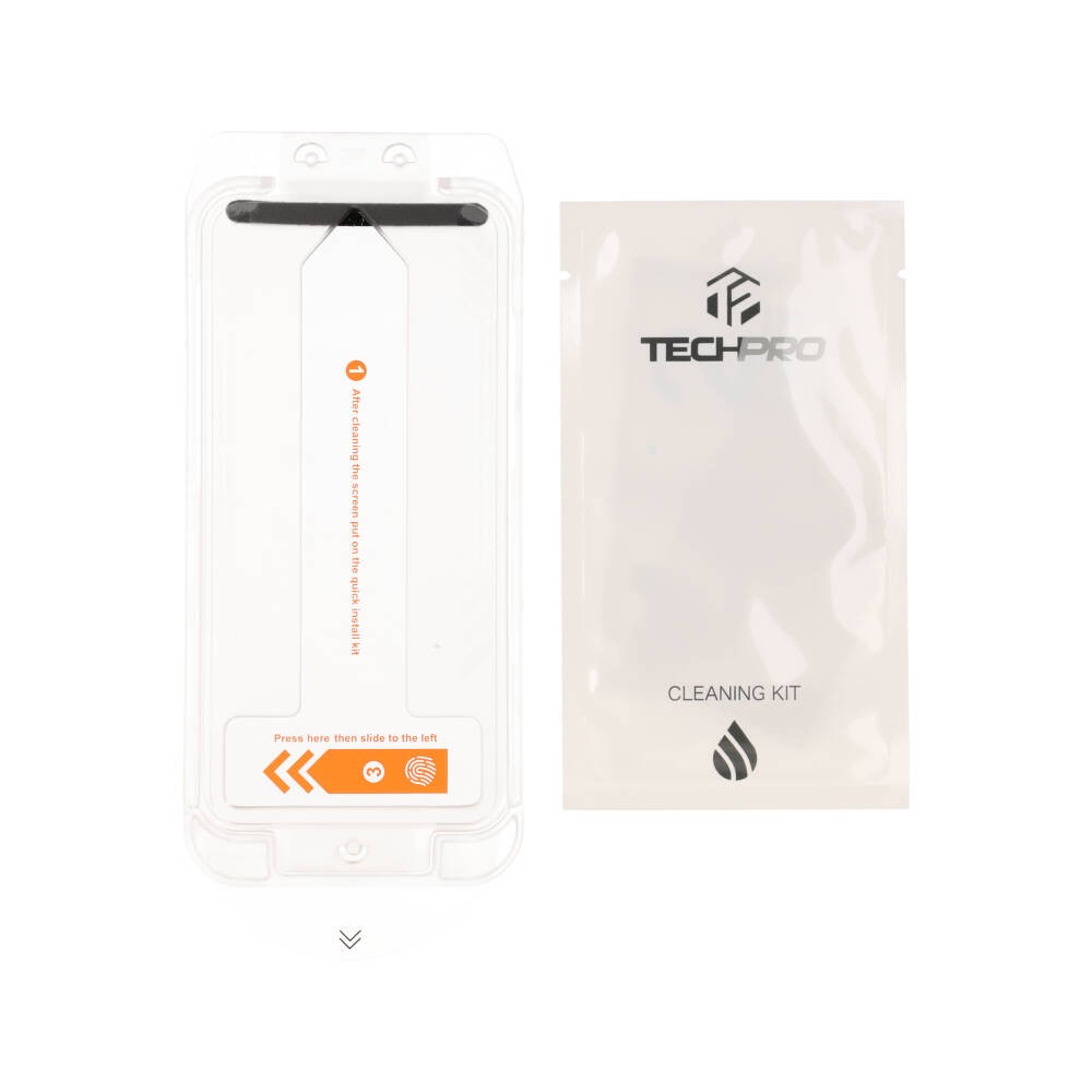 ฟิล์มกันรอย TECHPRO iPhone 13/13pro/14/16e/17e EZGuard Tempered Glass Kit HD