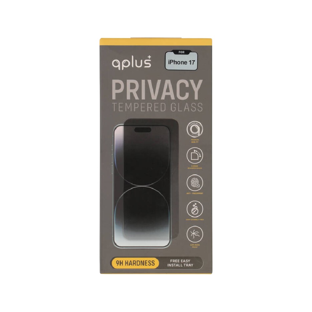 ฟิล์มกันรอย QPLUS Tempered Glass iPhone 17 Privacy Full Coverage Easy Install