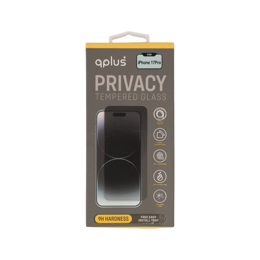 ฟิล์มกันรอย QPLUS Tempered Glass iPhone 17 Pro Privacy Full Coverage Easy Install