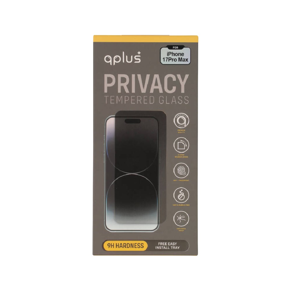 ฟิล์มกันรอย QPLUS Tempered Glass iPhone 17 Pro Max Privacy Full Coverage Easy Install