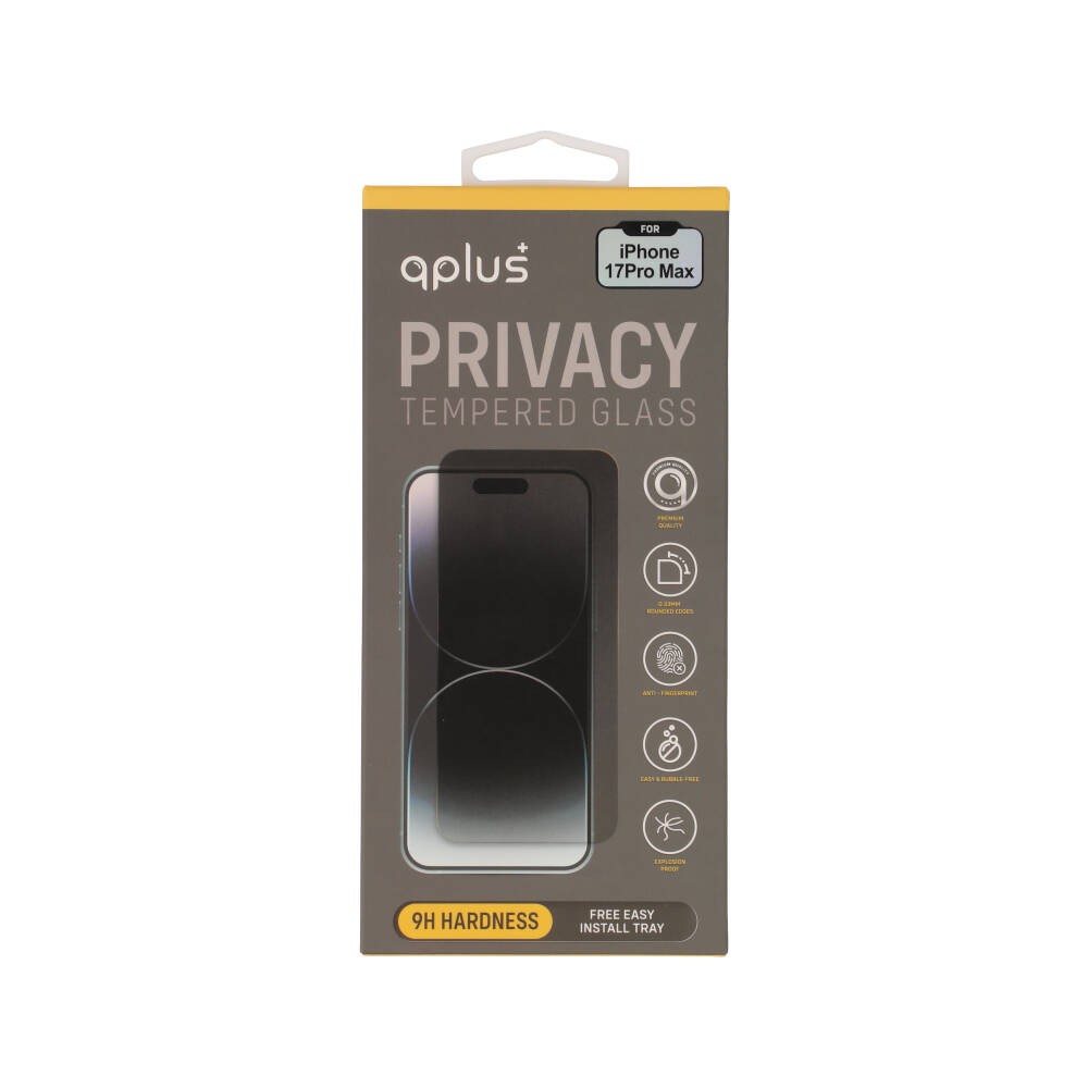 ฟิล์มกันรอย QPLUS Tempered Glass iPhone 17 Pro Max Privacy Full Coverage Easy Install