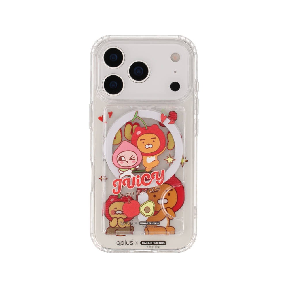 QPLUS x KAKAO Friends กระเป๋าใส่บัตร Magnetic Card Wallet Juicy Apeach Clear