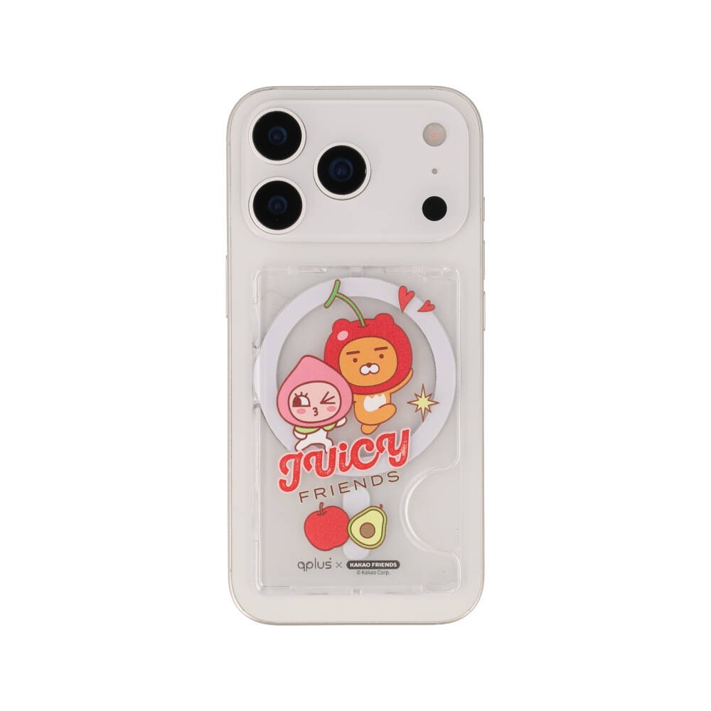 QPLUS x KAKAO Friends กระเป๋าใส่บัตร Magnetic Card Wallet Juicy Apeach Clear