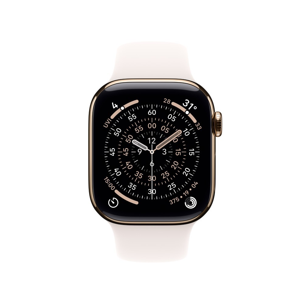 Apple Watch Series 11 GPS + Cellular 42mm Gold Titanium Case with Light Blush Sport Band - M/L