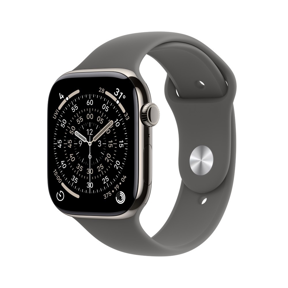 Apple Watch Series 11 GPS + Cellular 46mm Natural Titanium Case with Stone Gray Sport Band - M/L