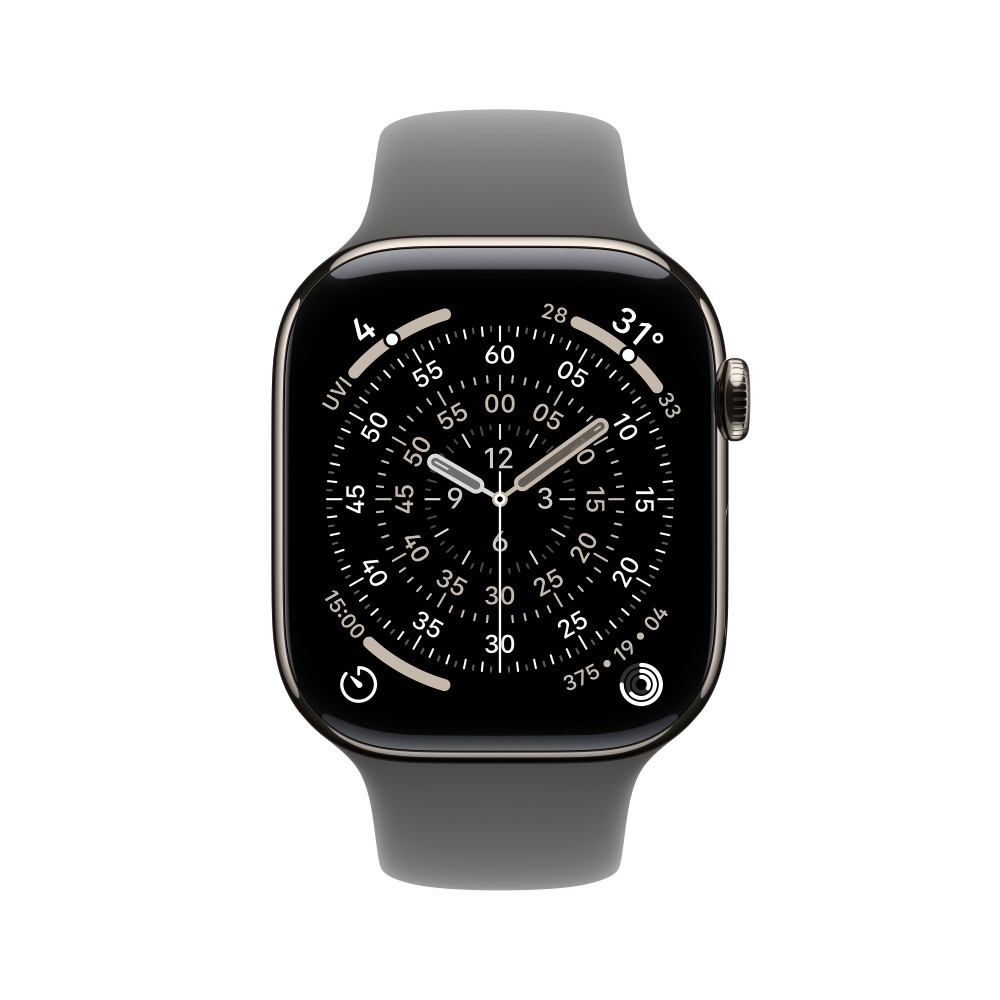 Apple Watch Series 11 GPS + Cellular 46mm Natural Titanium Case with Stone Gray Sport Band - M/L