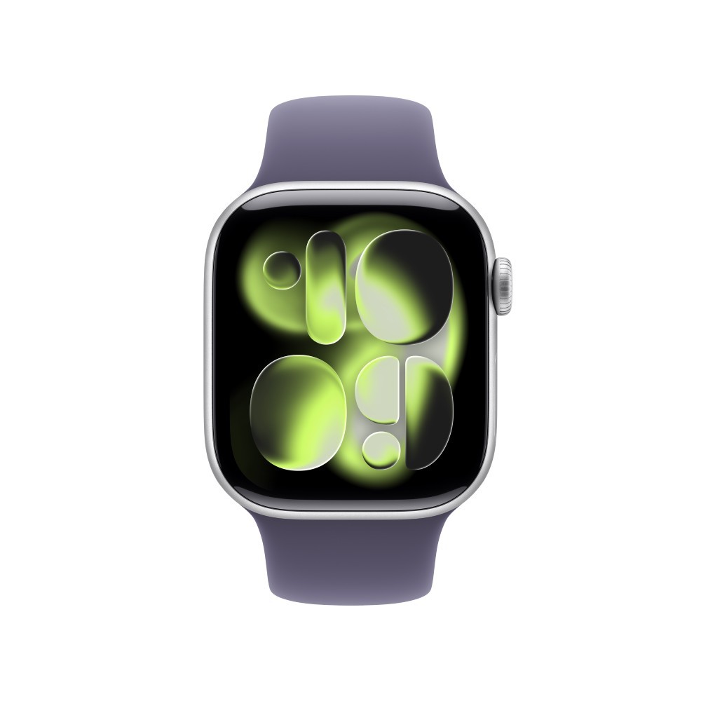 Apple Watch Series 11 GPS + Cellular 46mm Silver Aluminium Case with Purple Fog Sport Band - M/L