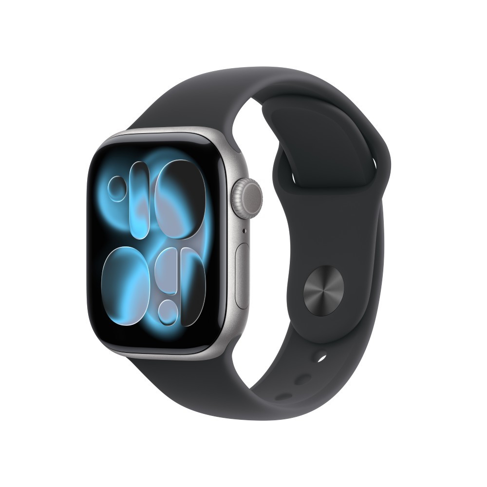 Apple Watch Series 11 GPS + Cellular 46mm Space Gray Aluminium Case with Black Sport Band - S/M