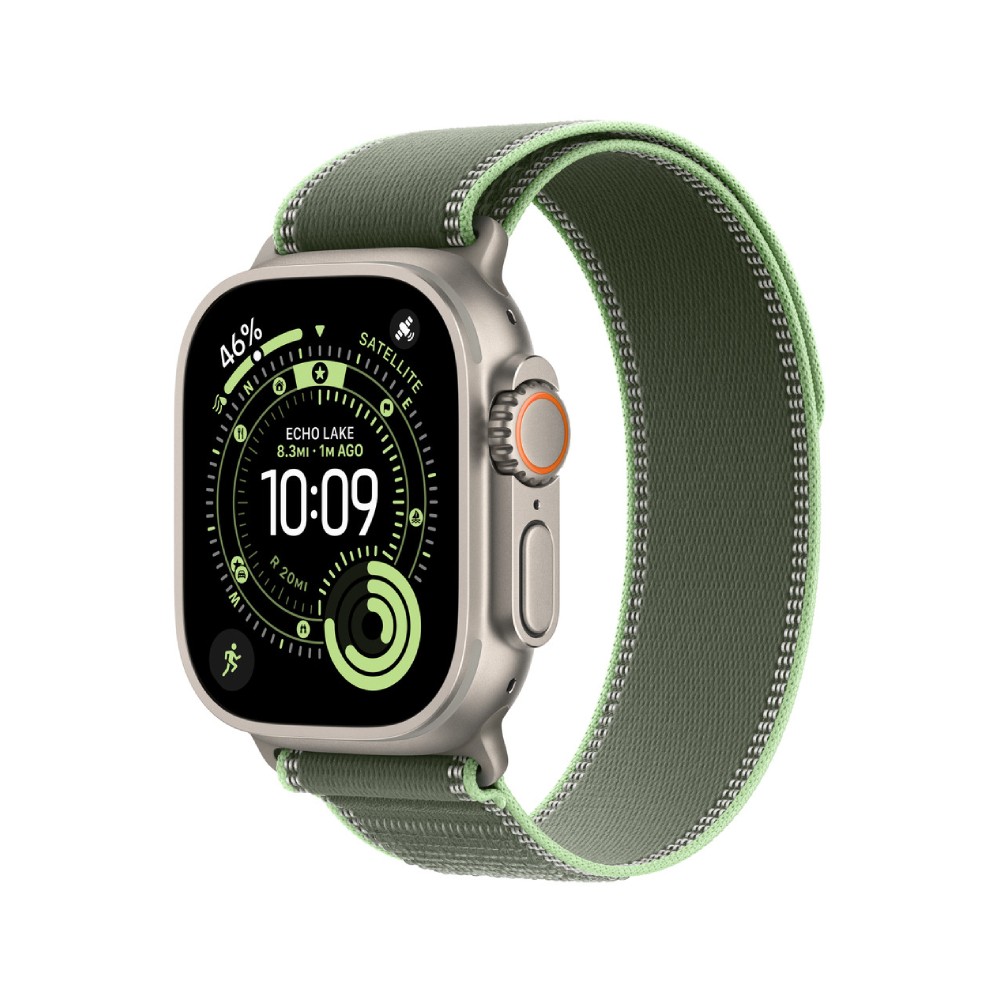 Apple Watch 49mm Green/Neon Trail Loop - M/L - Natural Titanium Finish