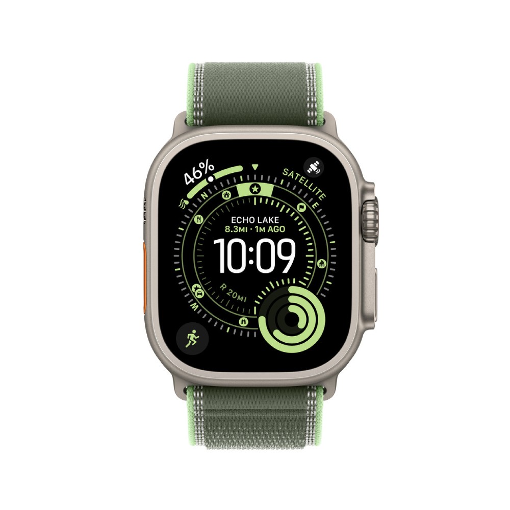 Apple Watch 49mm Green/Neon Trail Loop - M/L - Natural Titanium Finish