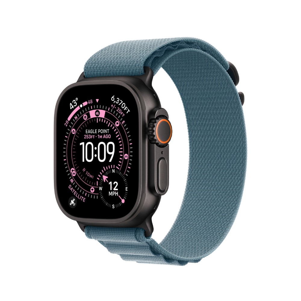 Apple Watch 49mm Light Blue Alpine Loop - Medium - Black Titanium Finish