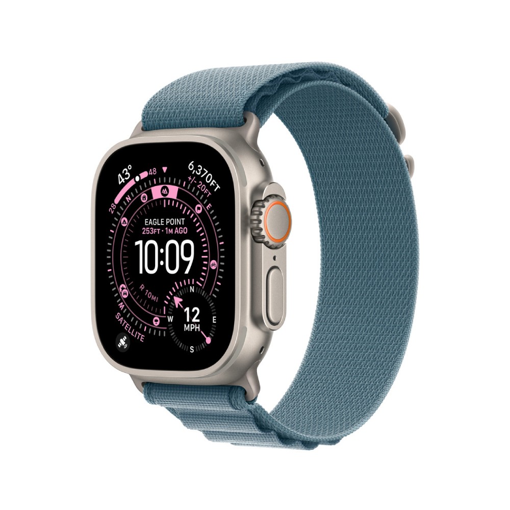 Apple Watch 49mm Light Blue Alpine Loop - Medium - Natural Titanium Finish
