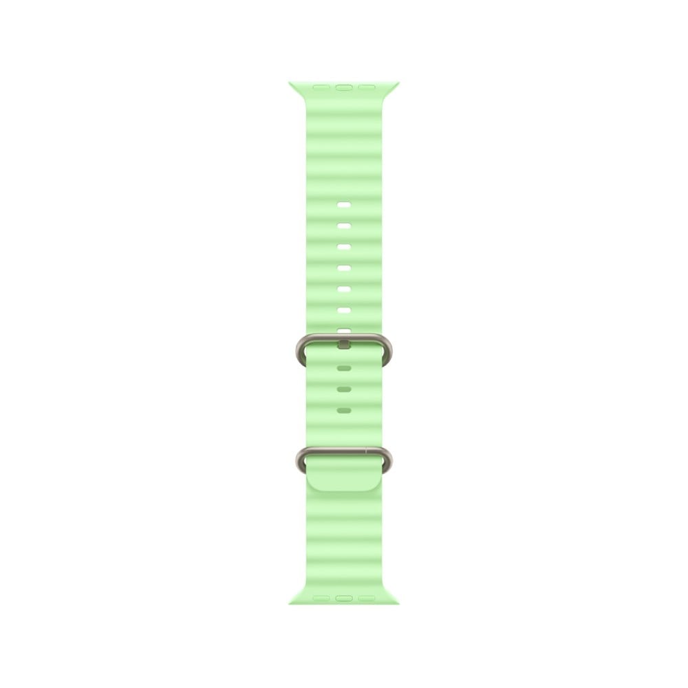 Apple Watch 49mm Neon Green Ocean Band - Natural Titanium Finish
