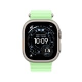Apple Watch 49mm Neon Green Ocean Band - Natural Titanium Finish