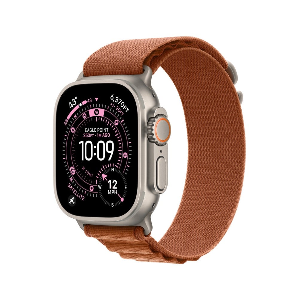 Apple Watch 49mm Terra Cotta Alpine Loop - Medium - Natural Titanium Finish