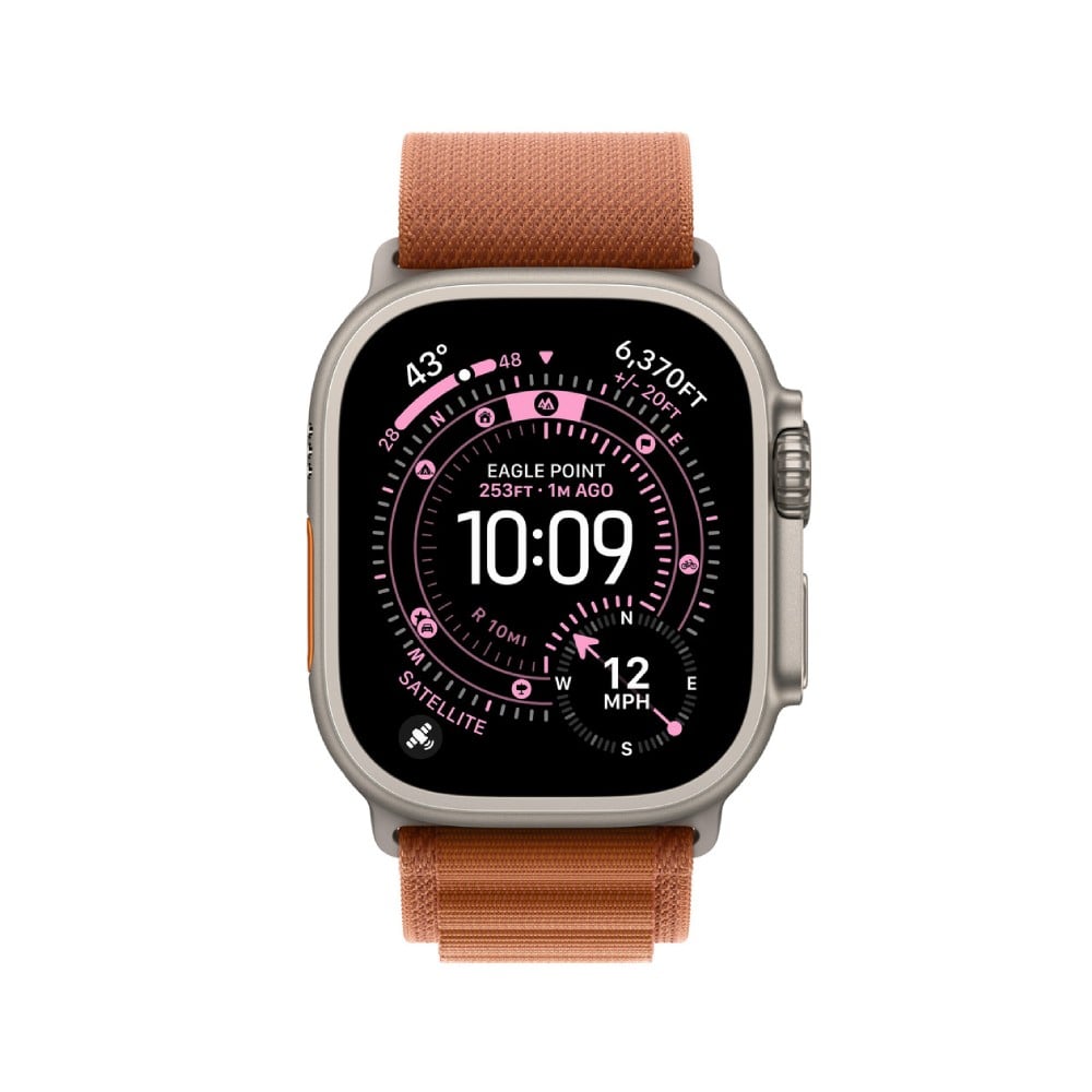 Apple Watch 49mm Terra Cotta Alpine Loop - Medium - Natural Titanium Finish