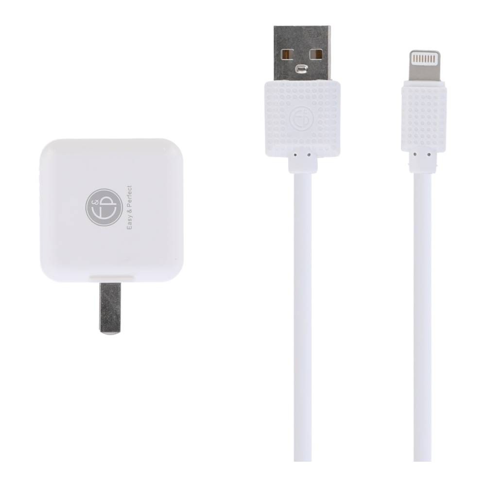 E&P Wall USB Charger 1 USB-A (2.1A) + Lightning Cable 1M. EP-T13 White