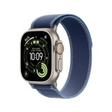 Apple Watch 49mm Blue/Bright Blue Trail Loop - S/M - Natural Titanium Finish