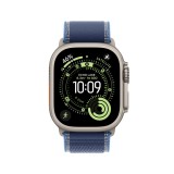 Apple Watch 49mm Blue/Bright Blue Trail Loop - S/M - Natural Titanium Finish