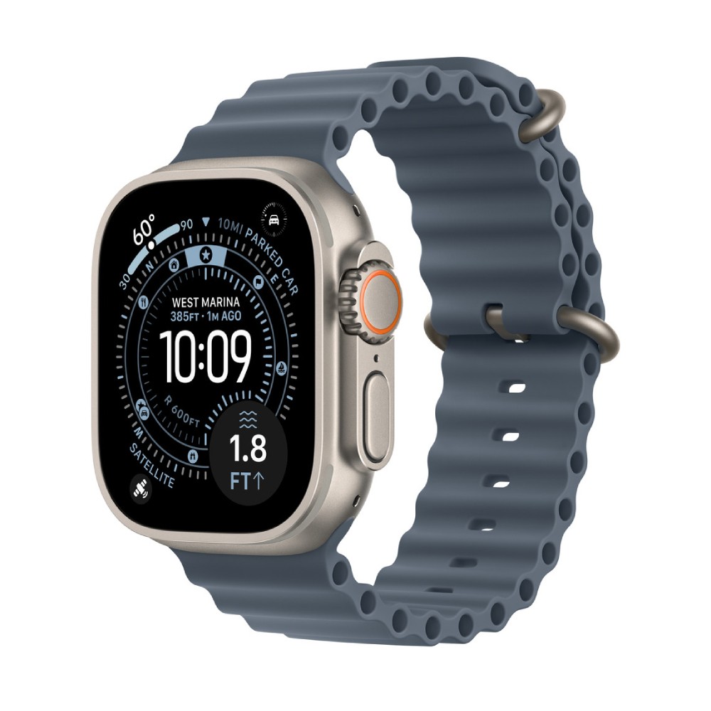 Apple Watch 49mm Anchor Blue Ocean Band - Natural Titanium Finish