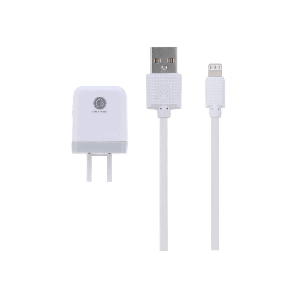 E&P Wall USB Charger Suit 1 USB-A (1.0A) + Lightning Cable EP-T18 1M. White