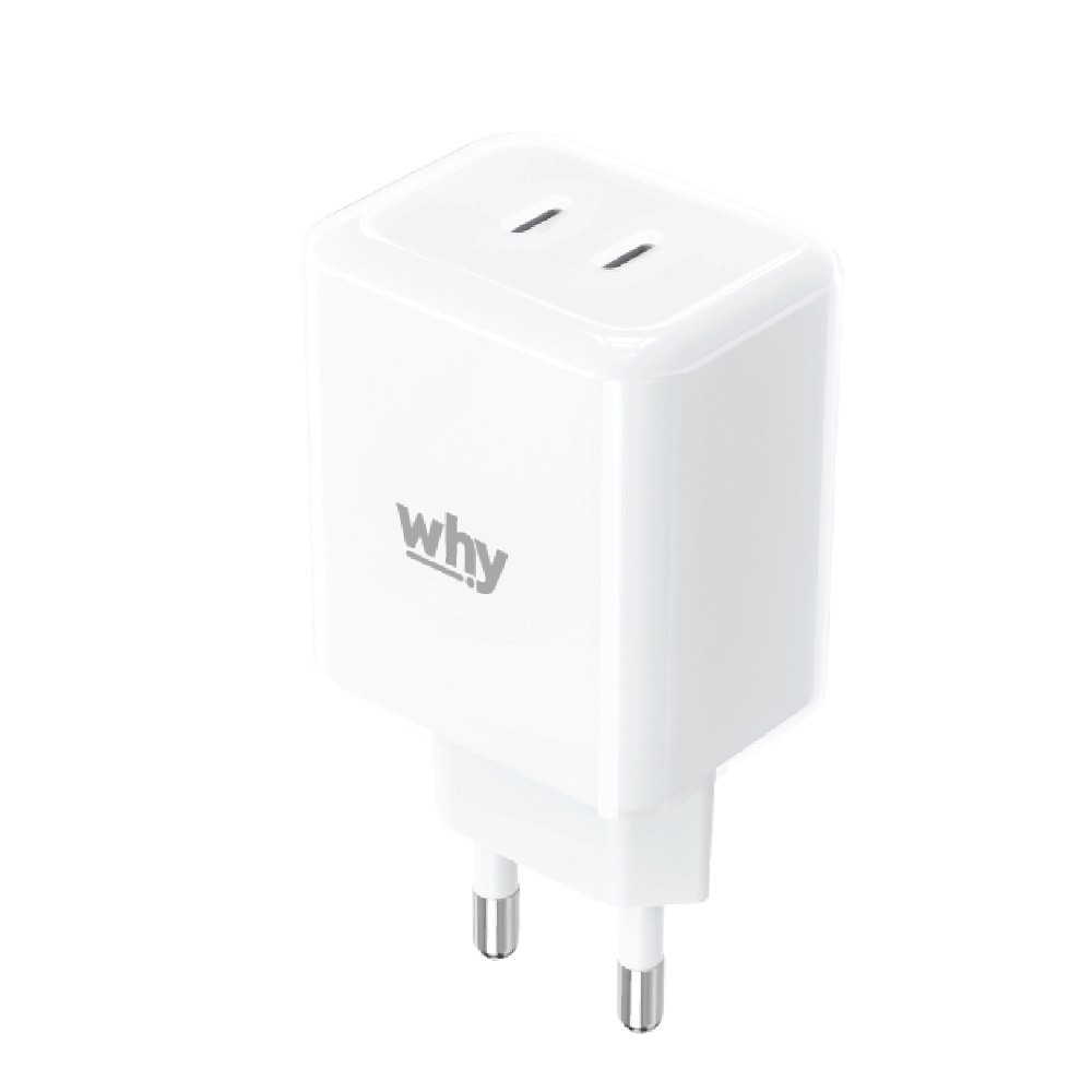 อะแดปเตอร์ WHY Wall USB Charger 2 USB-C (PD45W) White (WC-3352)