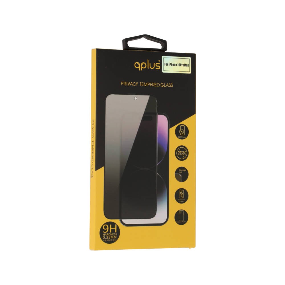 ฟิล์มกันรอย QPLUS iPhone 16 Pro Max TG 2.5D Privacy Full Coverage