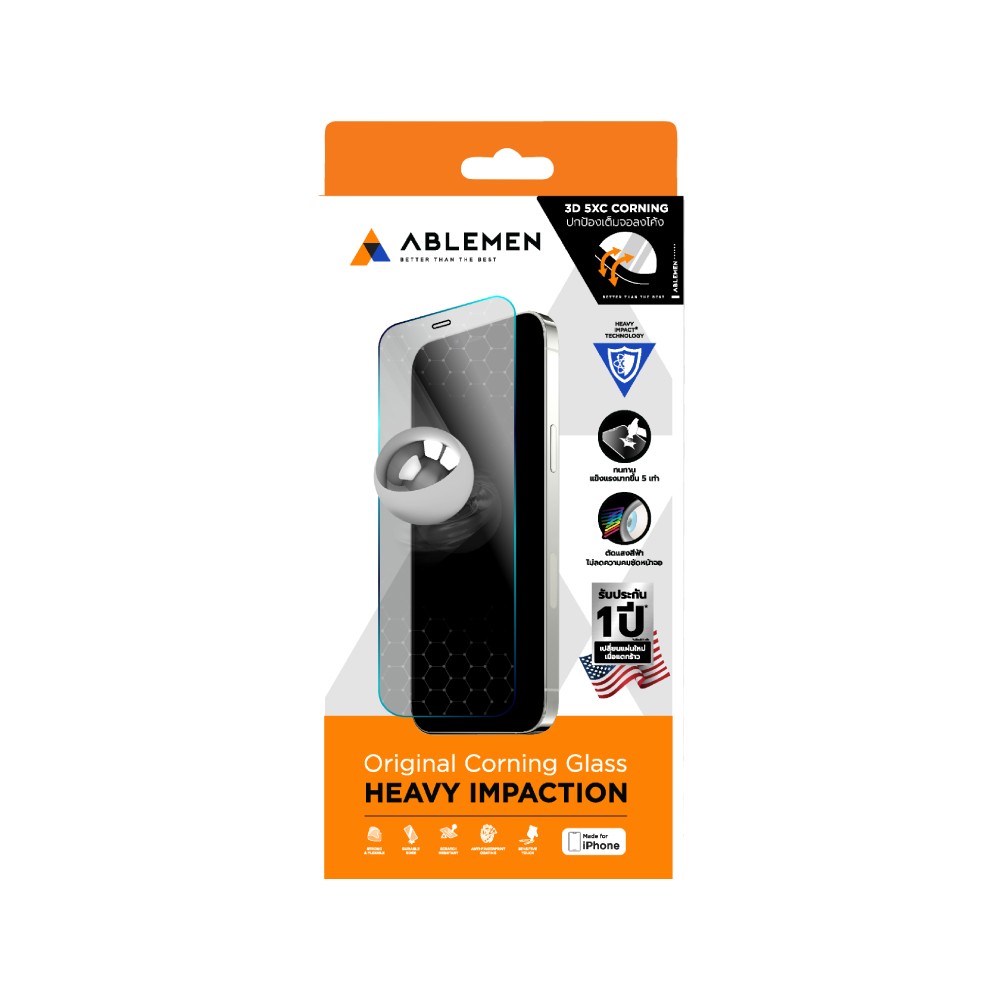 ฟิล์มกันรอย Ablemen iPhone 15 Pro Max Termpered Glass BLC 3D 5XC