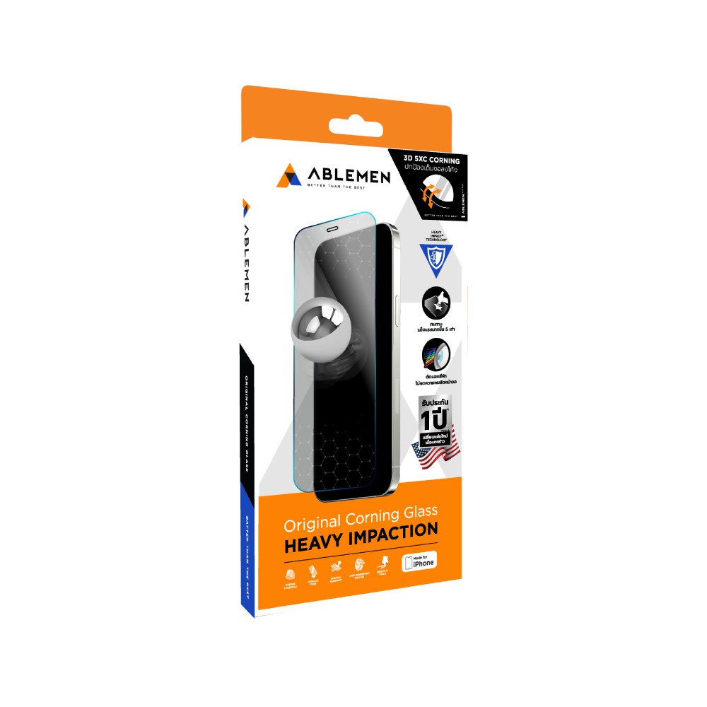 ฟิล์มกันรอย Ablemen iPhone 15 Pro Max Termpered Glass BLC 3D 5XC