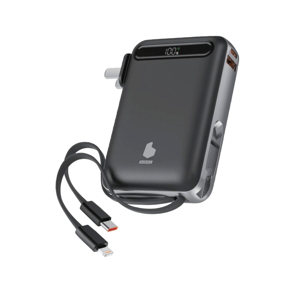 พาวเวอร์แบงค์ Blue Box 20000 mAh built-in Lightning/Type-C cable PD22.5W Black (EPI209)(CCC)