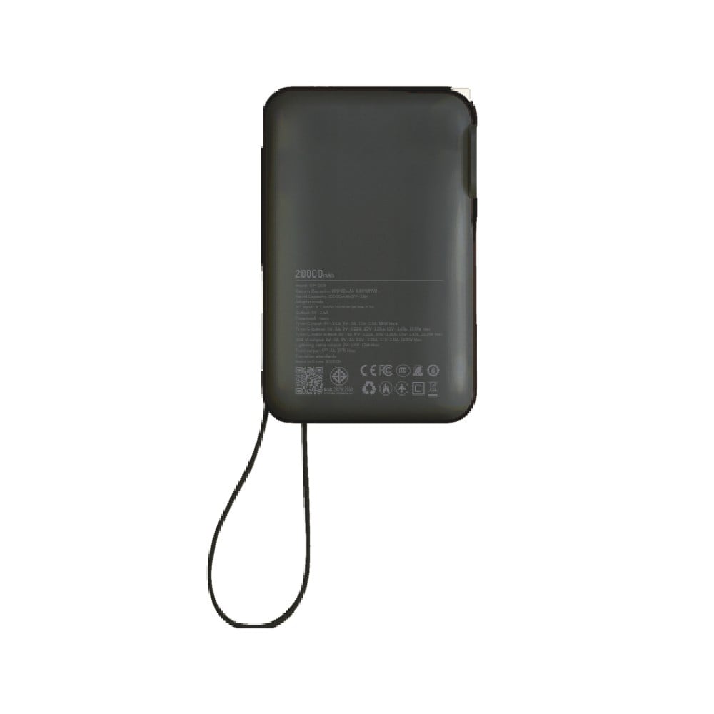 พาวเวอร์แบงค์ Blue Box 20000 mAh built-in Lightning/Type-C cable PD22.5W Black (EPI209)(CCC)