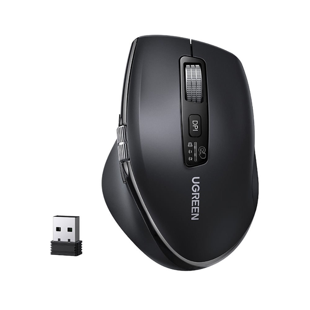 เมาส์ไร้สาย UGREEN 45792 Ergonomic Contoured-Shape Multi-mode Black