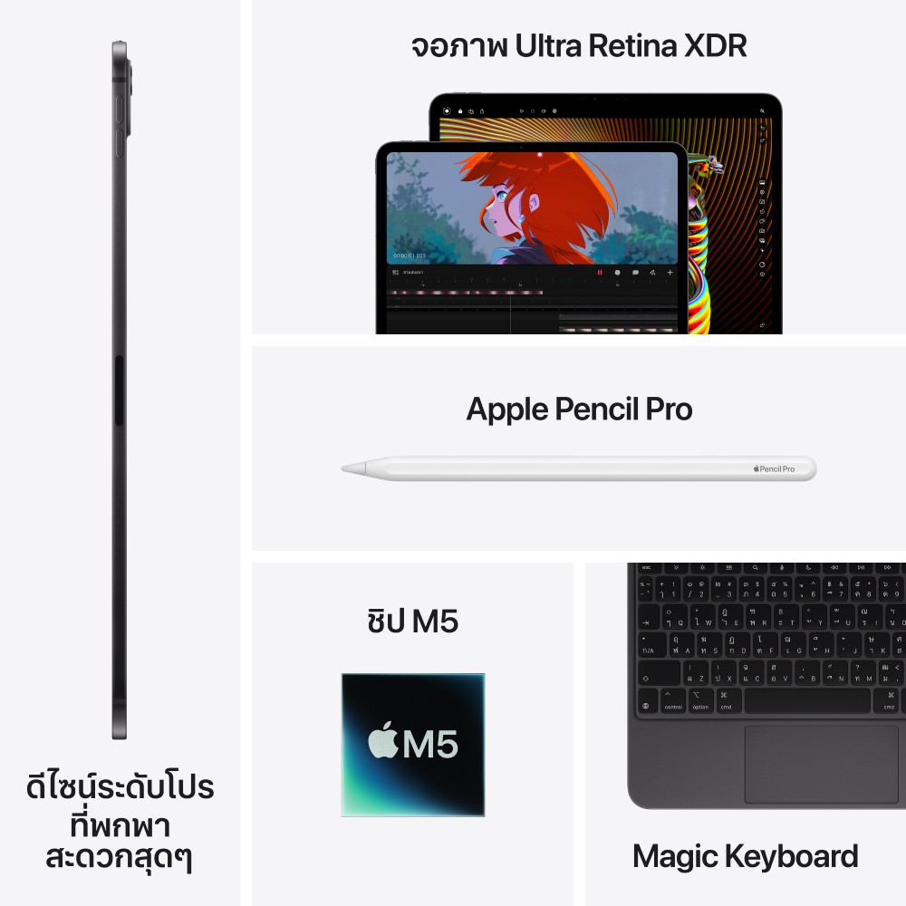Apple iPad Pro 11 : M5 Wi-Fi + Cellular 1TB with Nano-texture glass - Space Black 2025