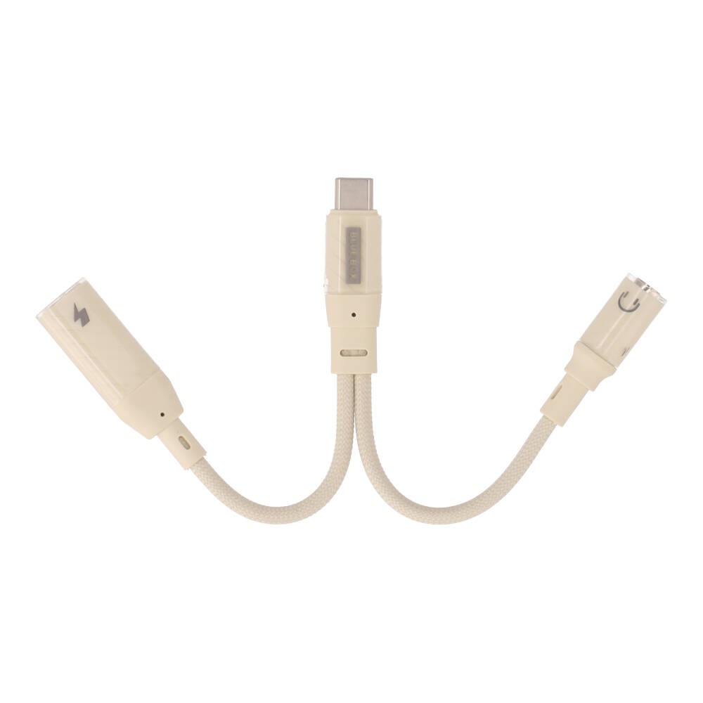 สายแปลง Blue Box CoreLine USB-C to 3.5mm + USB-C Fast Charge Converter Apricot