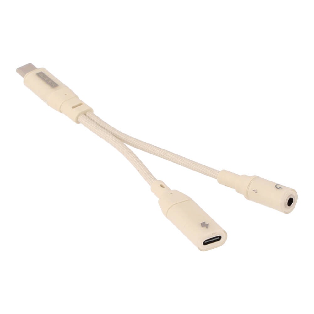 สายแปลง Blue Box CoreLine USB-C to 3.5mm + USB-C Fast Charge Converter Apricot