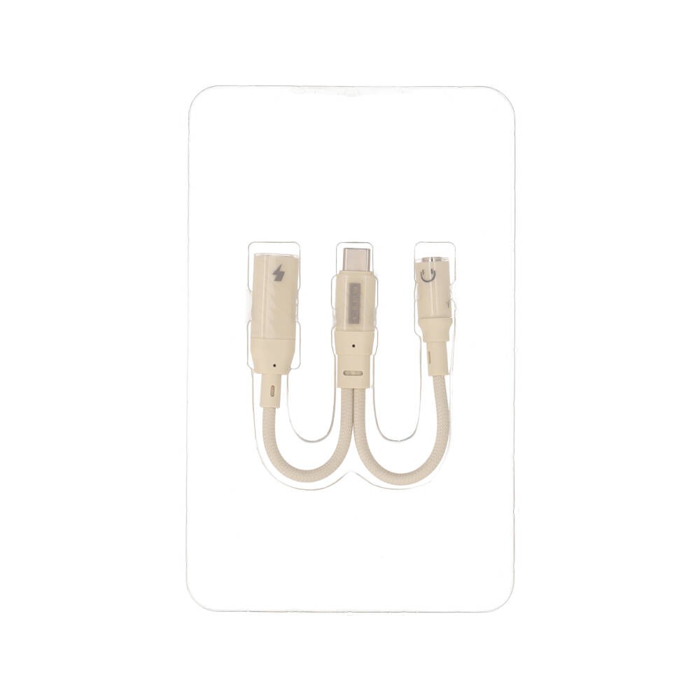 สายแปลง Blue Box CoreLine USB-C to 3.5mm + USB-C Fast Charge Converter Apricot