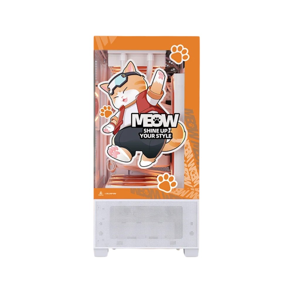 เคสคอมพิวเตอร์ COLORFUL COLORFIRE MEOW-G Gaming PC M-ATX Grey/Orange