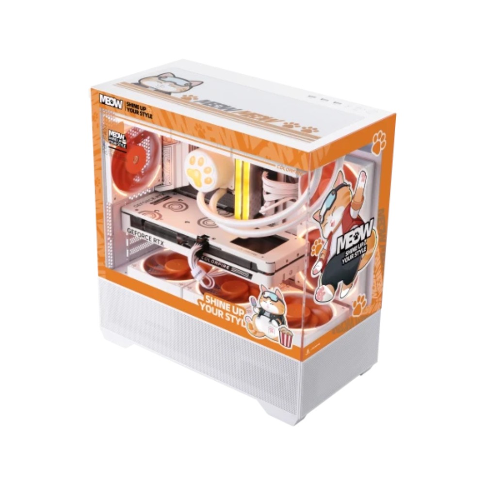 เคสคอมพิวเตอร์ COLORFUL COLORFIRE MEOW-G Gaming PC M-ATX Grey/Orange
