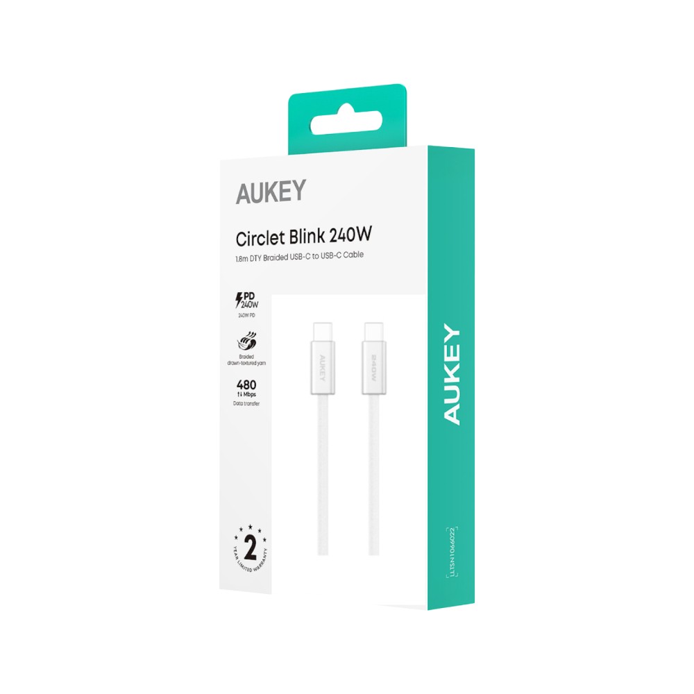 สายชาร์จ AUKEY USB-C to USB-C 1M. White (CB-DCC241 WH)