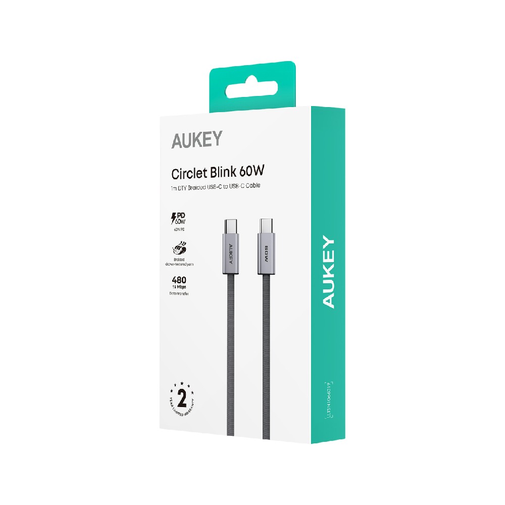 สายชาร์จ AUKEY USB-C to USB-C 1M. Gray (CB-DCC061)