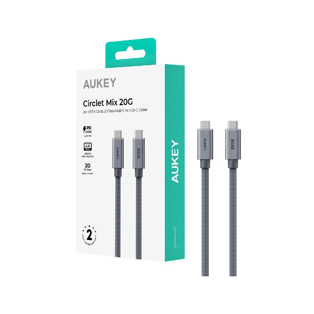 สายชาร์จ AUKEY USB-C to USB-C 240W 2M. Gray (CB-DCC321)