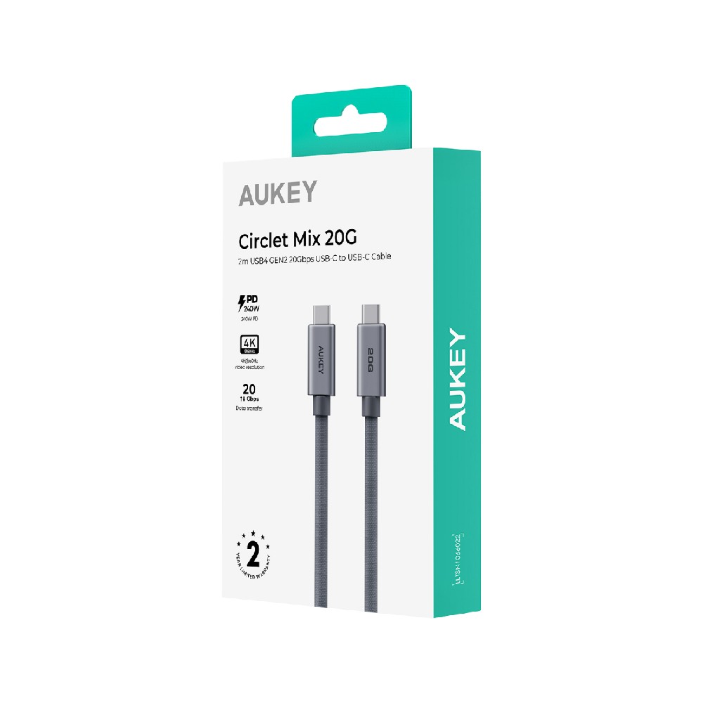 สายชาร์จ AUKEY USB-C to USB-C 240W 2M. Gray (CB-DCC321)