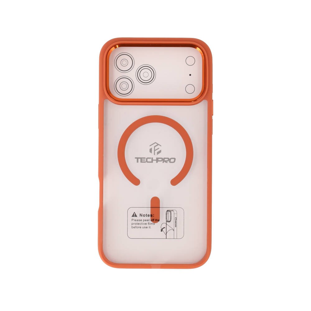 เคส TECHPRO iPhone 17 Pro Max Orange Frame with magnetic