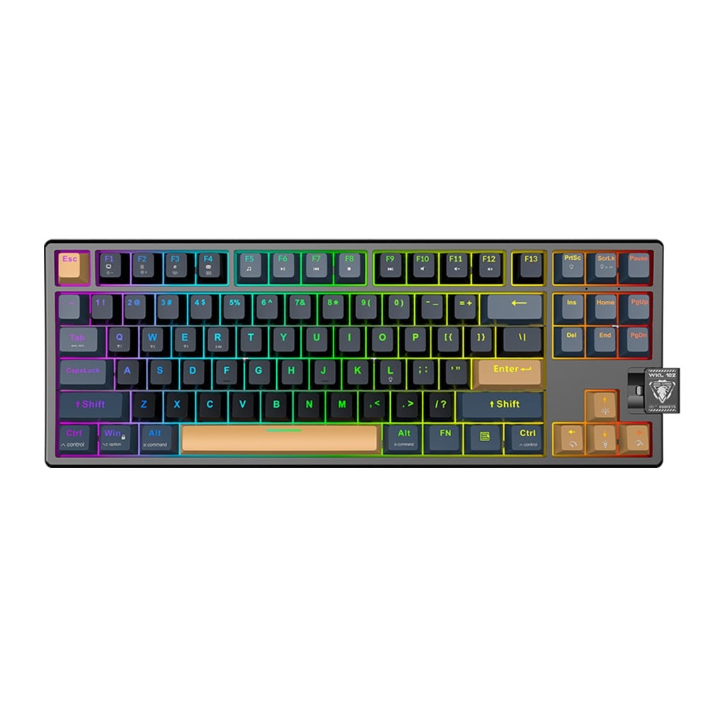 คีย์บอร์ดเกมมิ่ง Jedel Gaming Keyboard WK102 Wireless Tri-mode 3 Tone keycap Black/Yellow (EN)