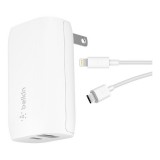 Belkin Wall USB Charger 1 USB-A (12W) / 1 USB-C (18W) + Lightning to USB-C Cable 1.2M. White (F7U097dq04-WHT)