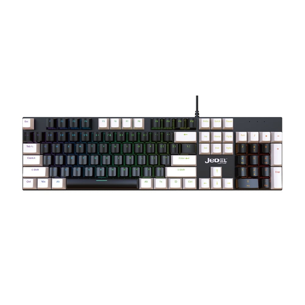คีย์บอร์ดเกมมิ่ง Jedel Gaming Keyboard KL95BR Full Mechanical Keyboard 104 key Black/White (EN)
