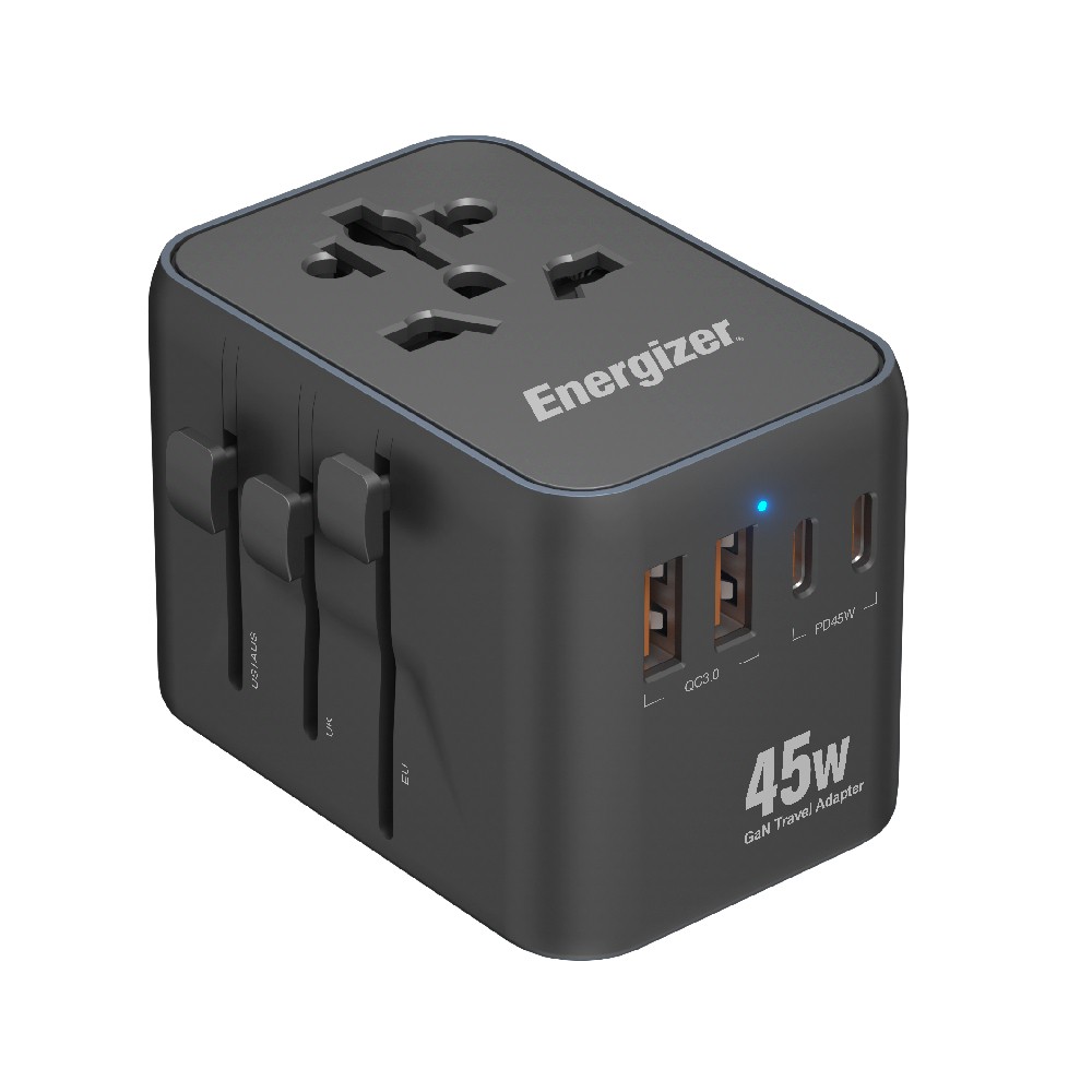 หัวแปลงปลั๊กไฟ Energizer Universal Travel USB Ports 45W (ETC451) Black